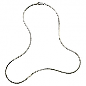Italian Sterling Silver Square Herringbone Link Necklace